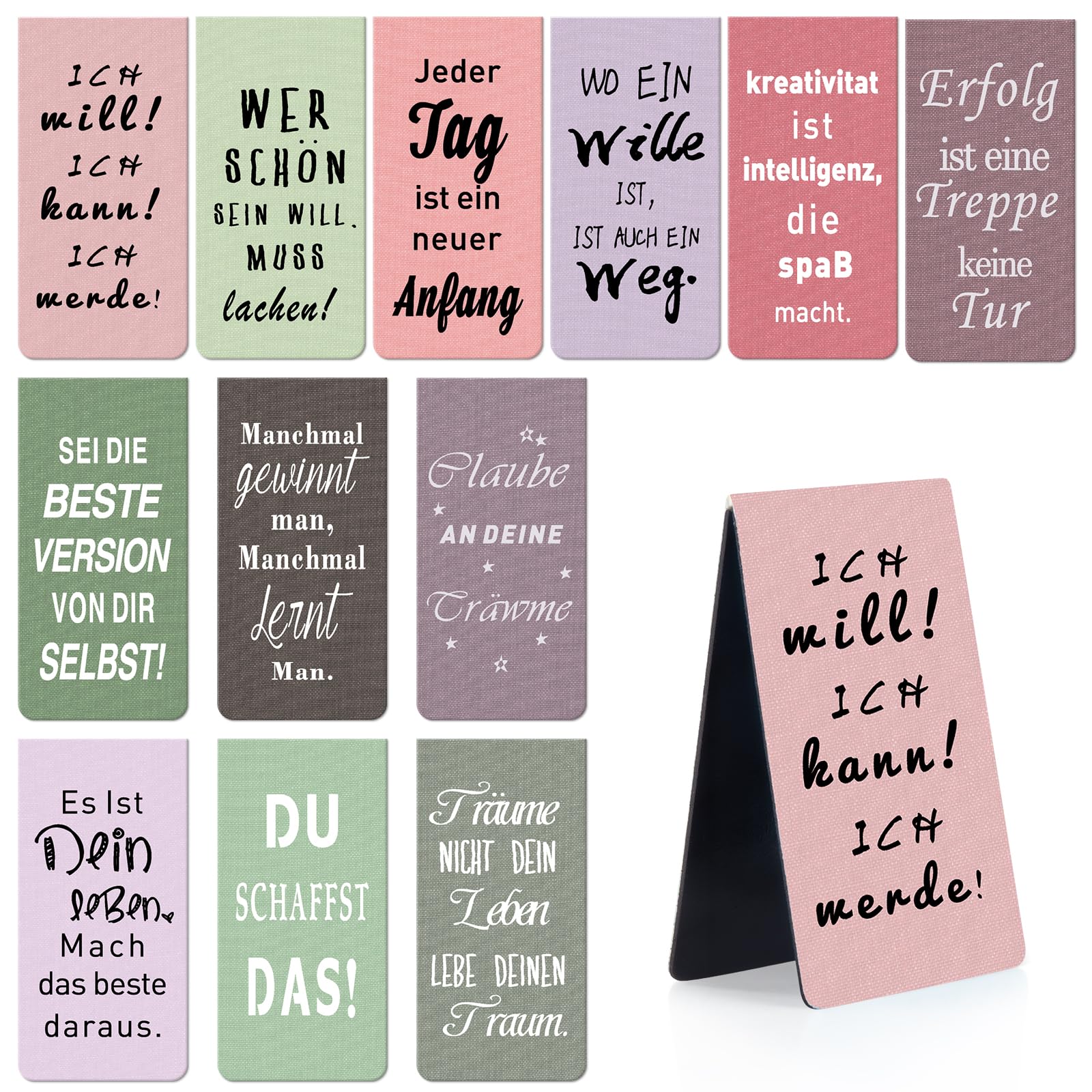 JSRQT 12 Piezas Marcapáginas Magnético Inspiradoras,Magnetic Bookmark,Marcapáginas Clip de Página,Magnéticos Marcadores de Página para Amantes de los Libros,Estudiantes, Profesores