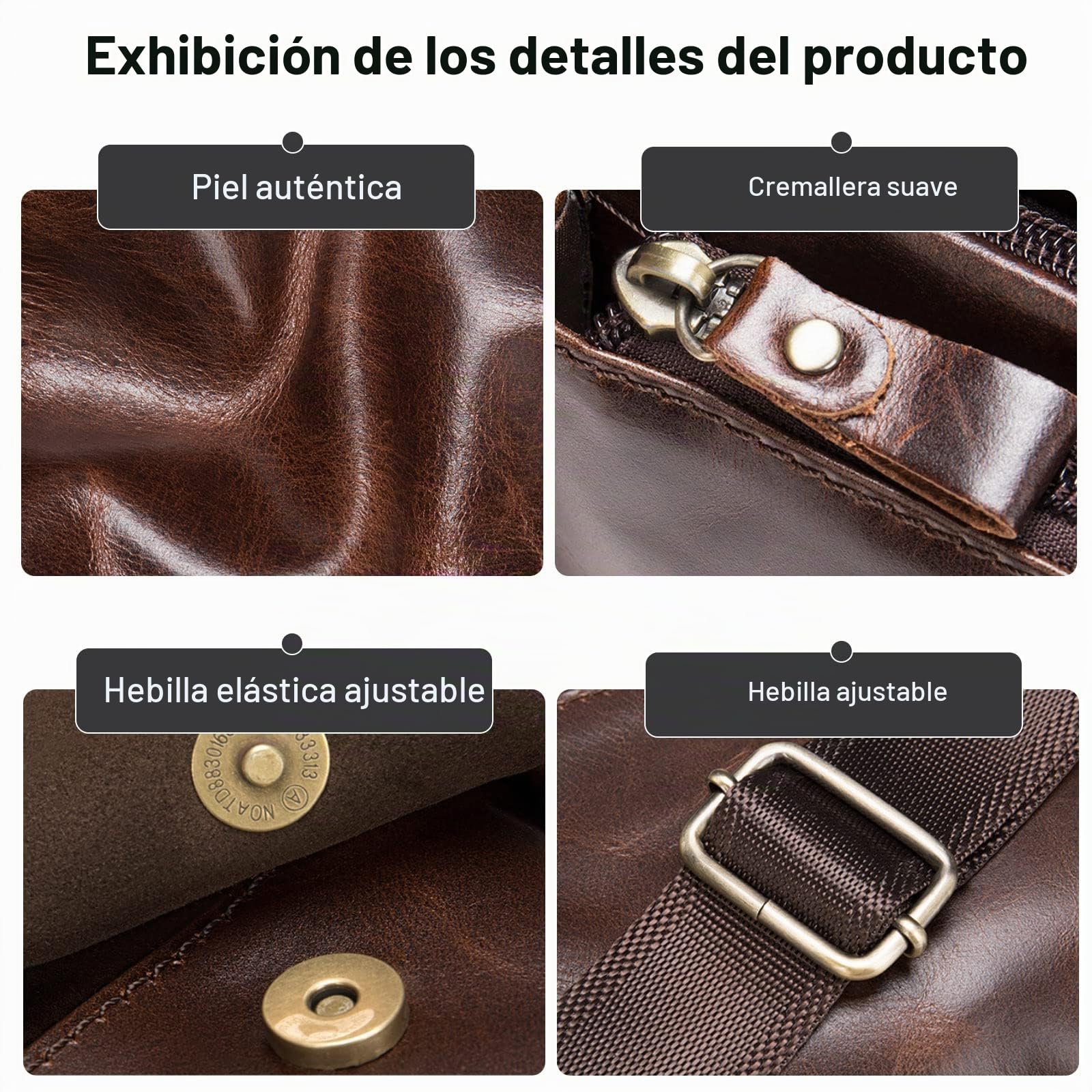 FANDARE Retro Riñonera Hombre Bolso Hombro Bolsa de Pecho Cuero Bolsa Cruzada Bandolera Impermeable Bolsos Bandolera para Hombres Excursionismo Senderismo Escolar Viaje Crossbody BagMarrón B