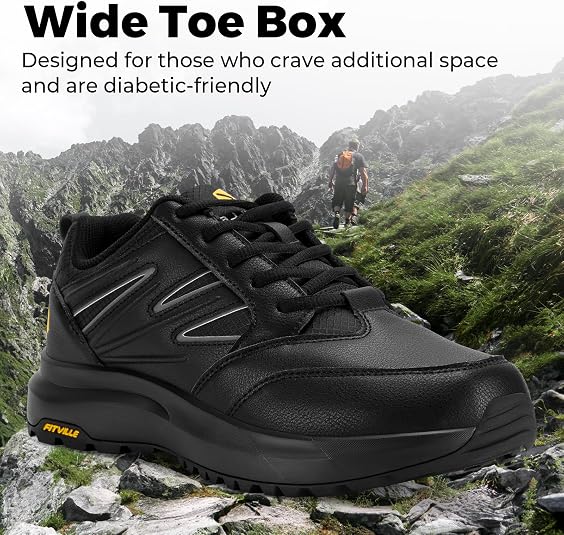 Chaussures de randonnée légères et résistantes à l'usure pour homme - Respirantes - Antidérapantes - Confortables - Semelle extérieure en caoutchouc avec soutien de la voûte plantaire - Coupe large