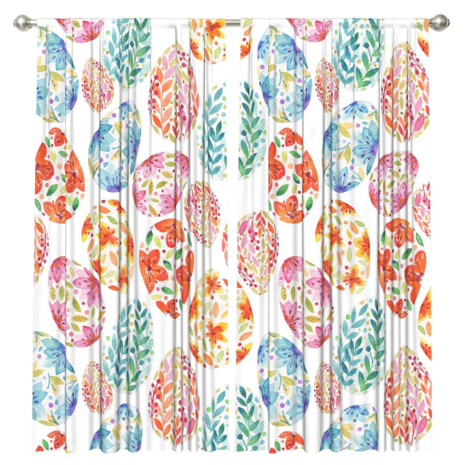 InOmak Easter Eggs, 2 Panels Window Curtains 52 x 84 Inch Blackout Curtains for Living Room Bedroom