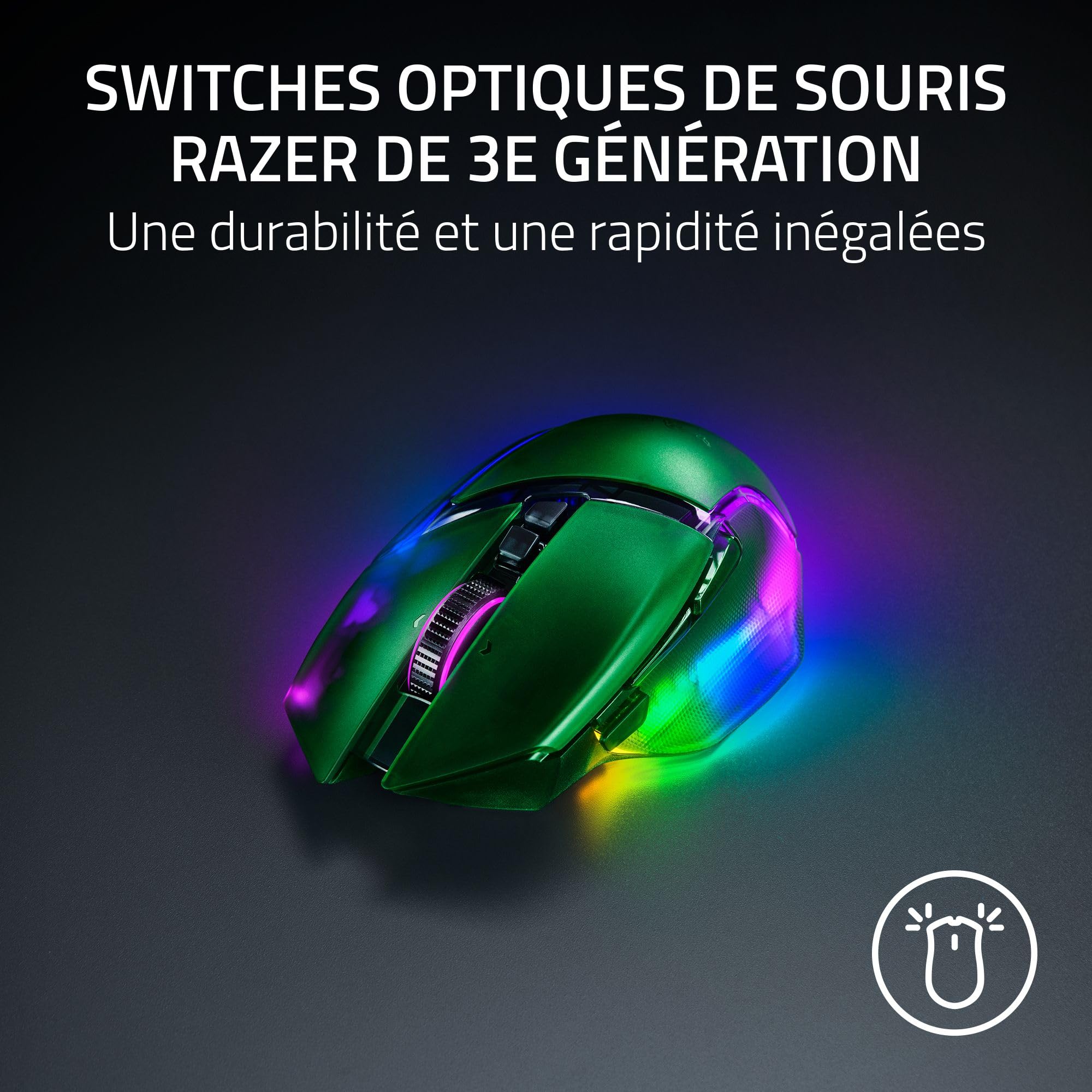 Razer Basilisk V3 Pro 35K Phantom Green Edition - Souris de Jeu sans Fil Ergonomique RGB entièrement Personnalisable (molette à 4 Directions, capteur 35K DPI, 13 Boutons) Phantom Green