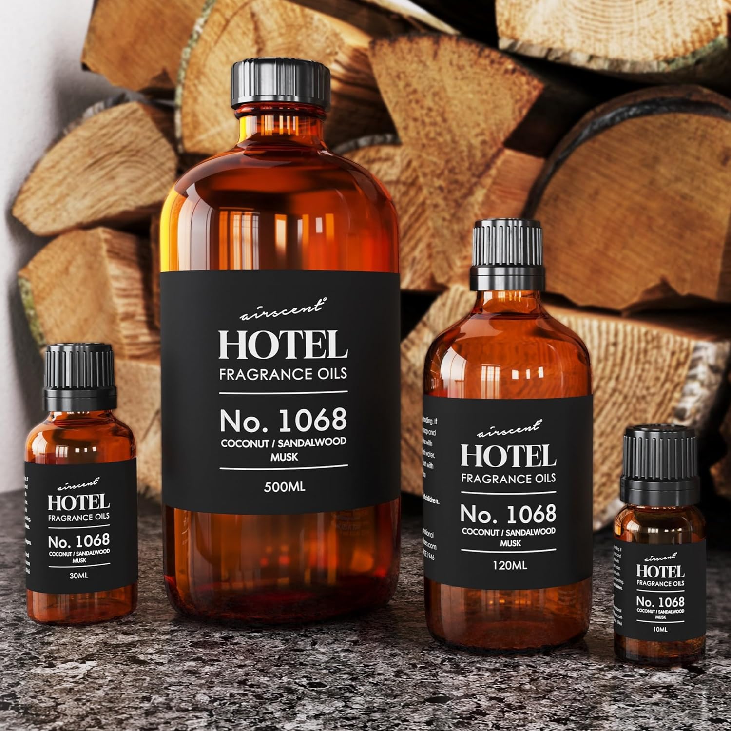 AirScent Hotel Diffuser Oil No. 1068 - Coconut Pina Colada Sandalwood - Premium Fragrance Oil for Ultrasonic and Waterless Diffusers and Crafting - 500 mL, 16.9 fl oz Glass Bottle