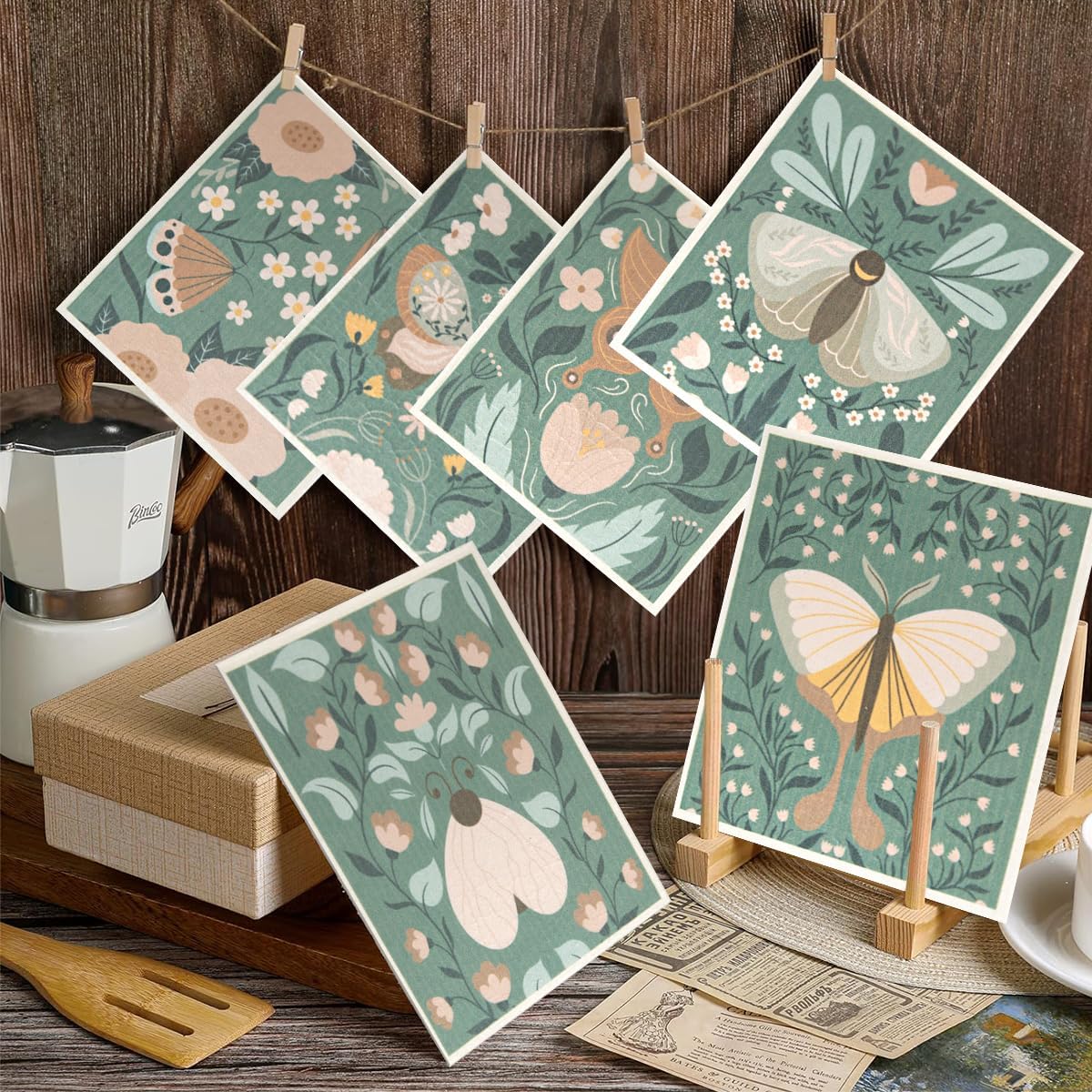 6 - Pack Swedish Kitchen Dish Cloths - Reusable Paper Towels for Counters & Dishes - Eco Friendly Cellulose Sponge Cloth (Butterfly) image 5