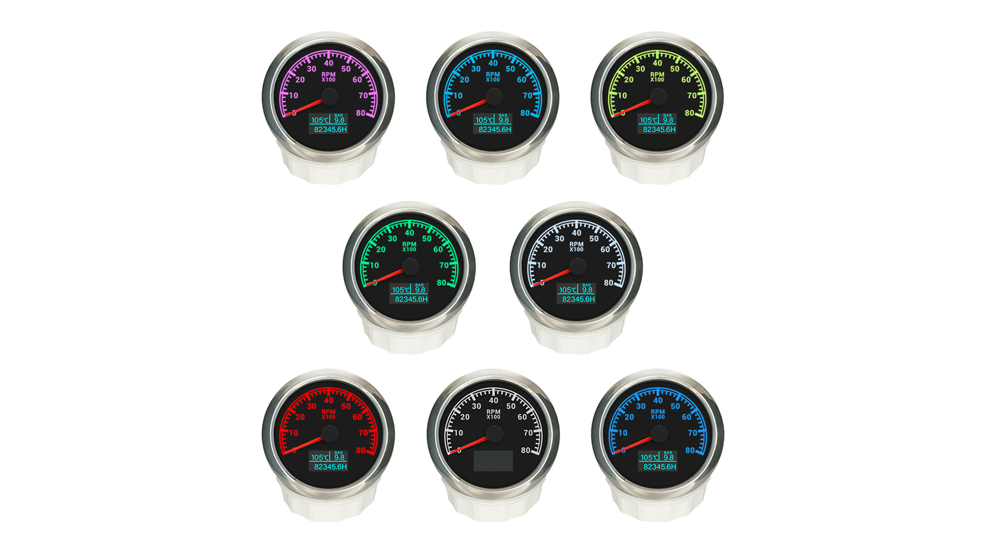 ELING Universele Toerenteller 0-8000 RPM - 85mm Diameter - Rode Verlichting - Voor Auto En Motor