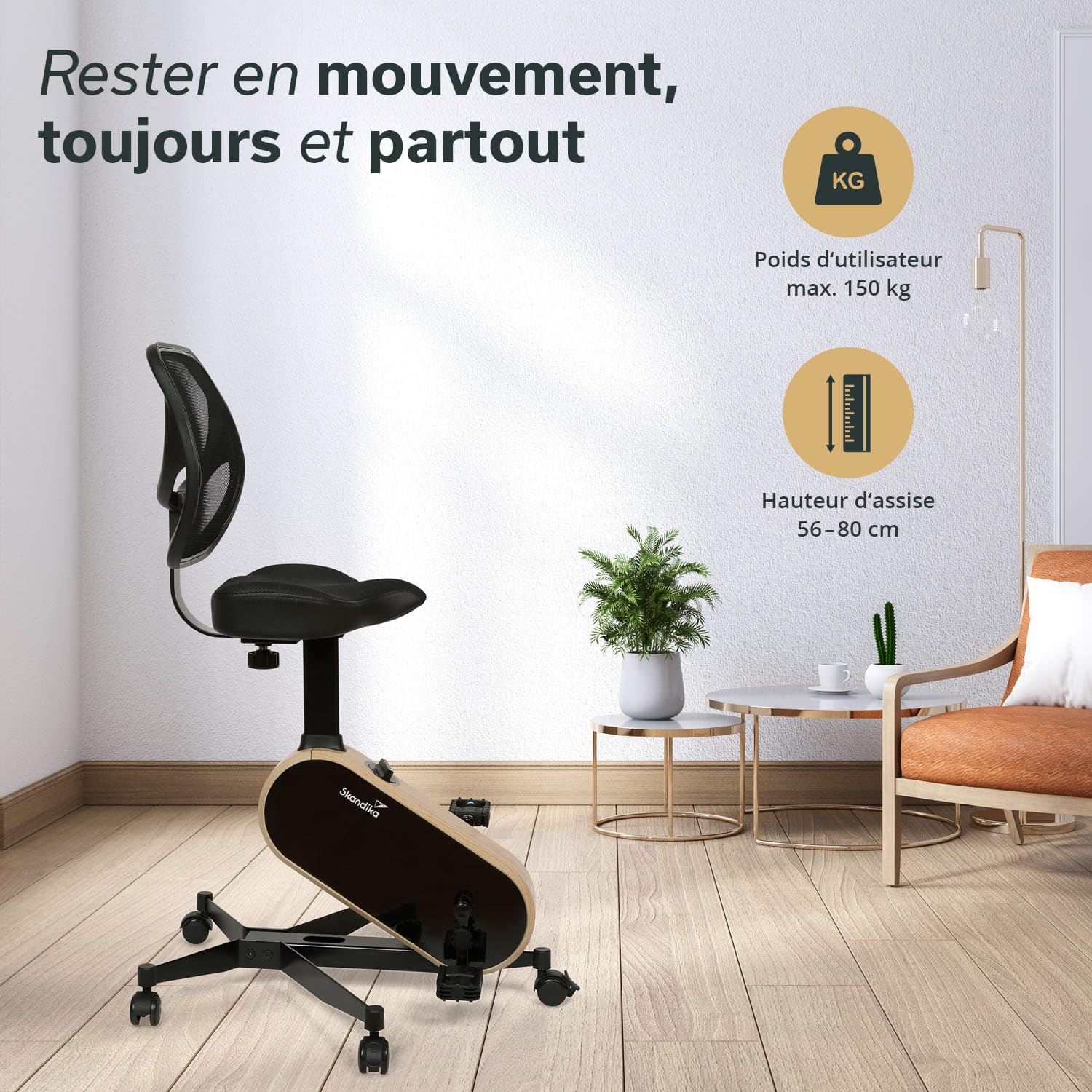 Skandika Mini-vélo Liten | Entraîneur bras jambes, mini vélo d'appartement | Console LCD, 8 niveaux, frein magnétique | max. 110 kg