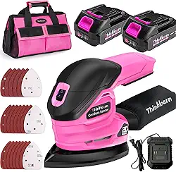 Lixadeira de detalhes sem fio com 2 pilhas e carregador, lixadeira manual elétrica de 20 V 2 Amp com 22 peças de lixas e sistema de coleta de poeira, ferramenta de lixamento de palma para marcenaria