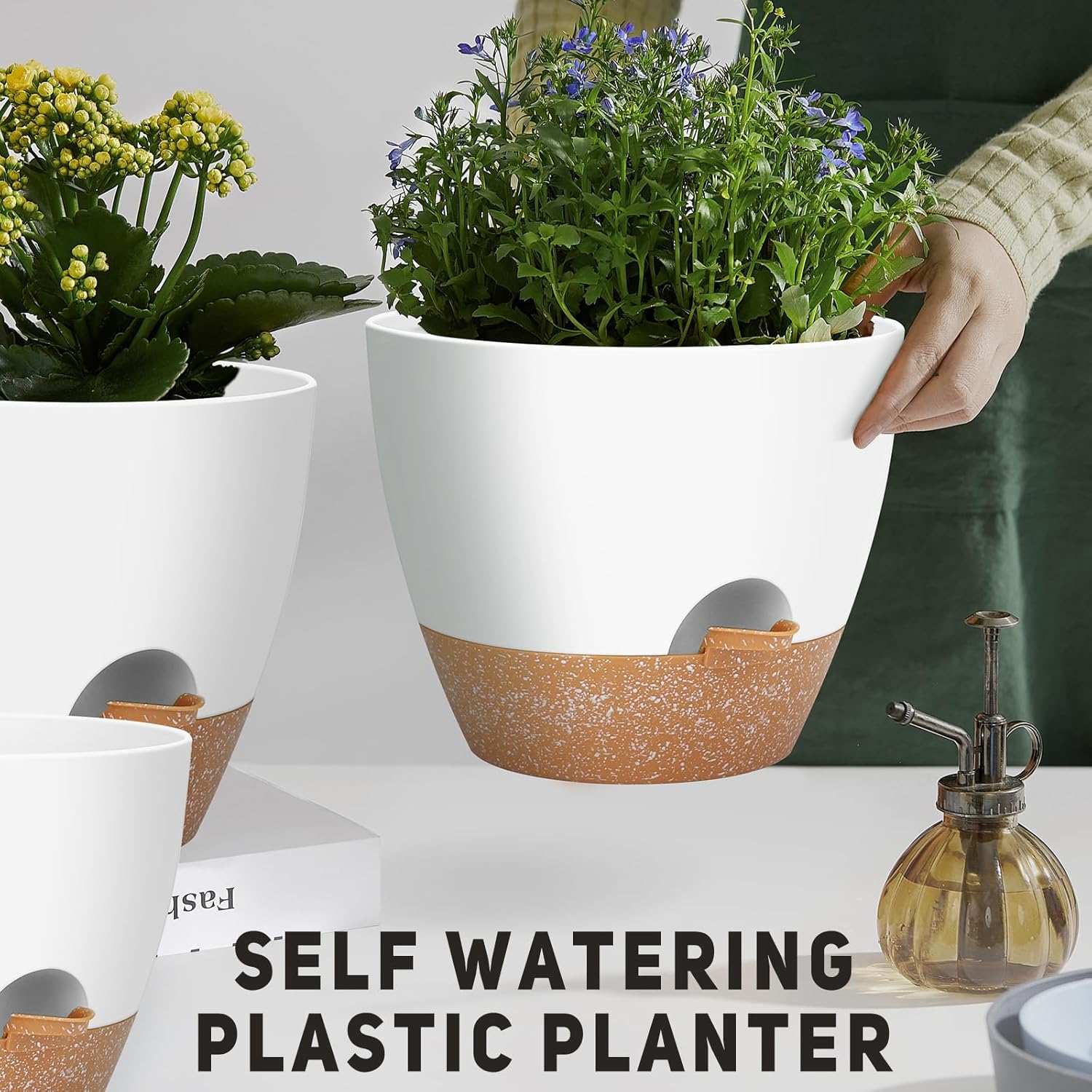 12" 10" 9" Large Plant Pots, 3 Pack Flower Pots Planters with Multi Mesh Drainage Holes for Indoor Outdoor Garden Plants and Flowers