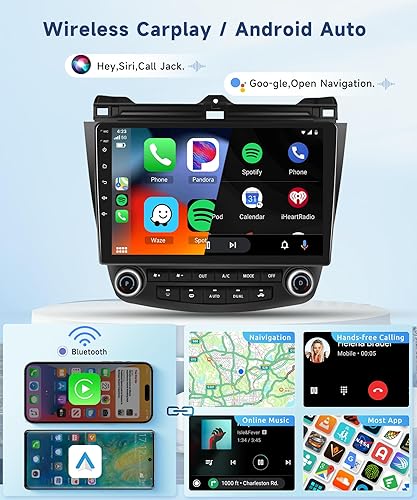 Miniatura 3 de 2+32G Android coche estéreo para Honda Accord 7th 2003 2004 2005 2006 2007 soporte inalámbrico Carplay Android Auto con 10.1 "pantalla táctil