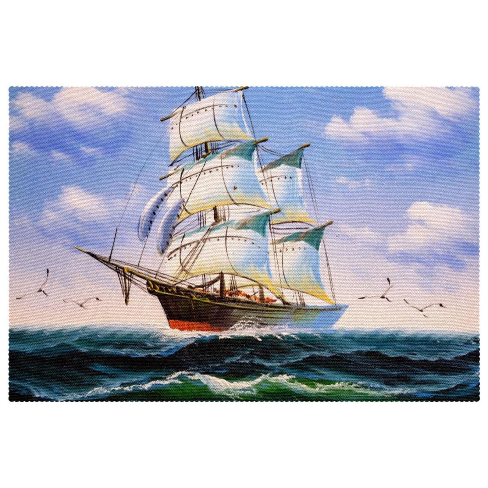 Set de table voilier en mer de 6 pièces antidérapants 30x45cm