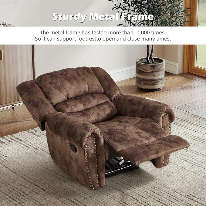 Sillón Reclinable Manual, Tela Suave, Tan miniatura 5