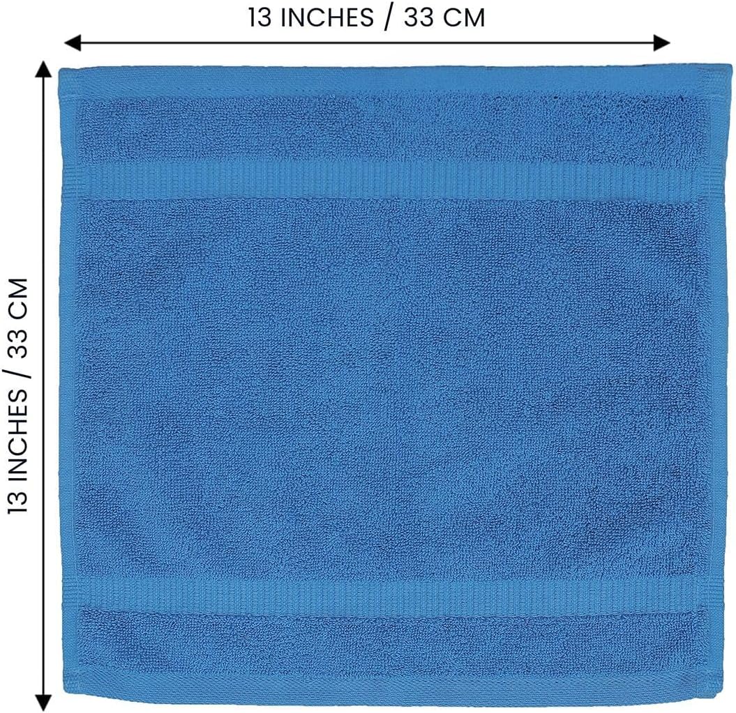 belem Luxury Wash Cloths for Showering 13x13 – 100% Combed Cotton Washcloths Pack of 12 – 600 GSM Ultra Soft, Quick Dry and Absorbent Face Towels for Bathroom, Gym, Spa and Home (Evening Blue) - Image 2