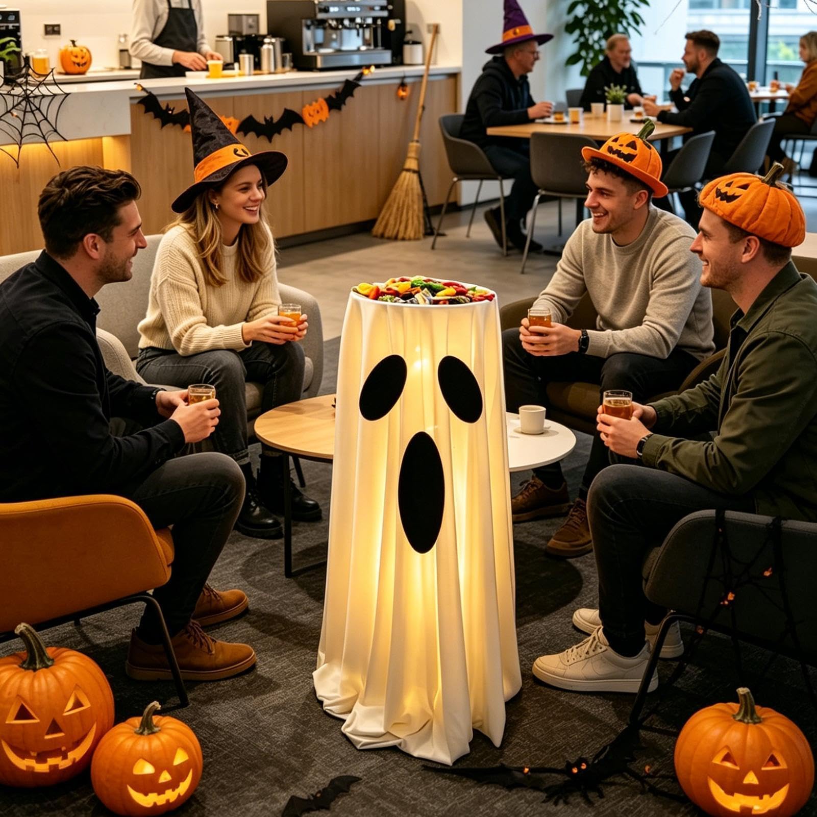 Dekoracja na zewnątrz z motywem duchów, podświetlana dekoracja ogrodowa na Halloween