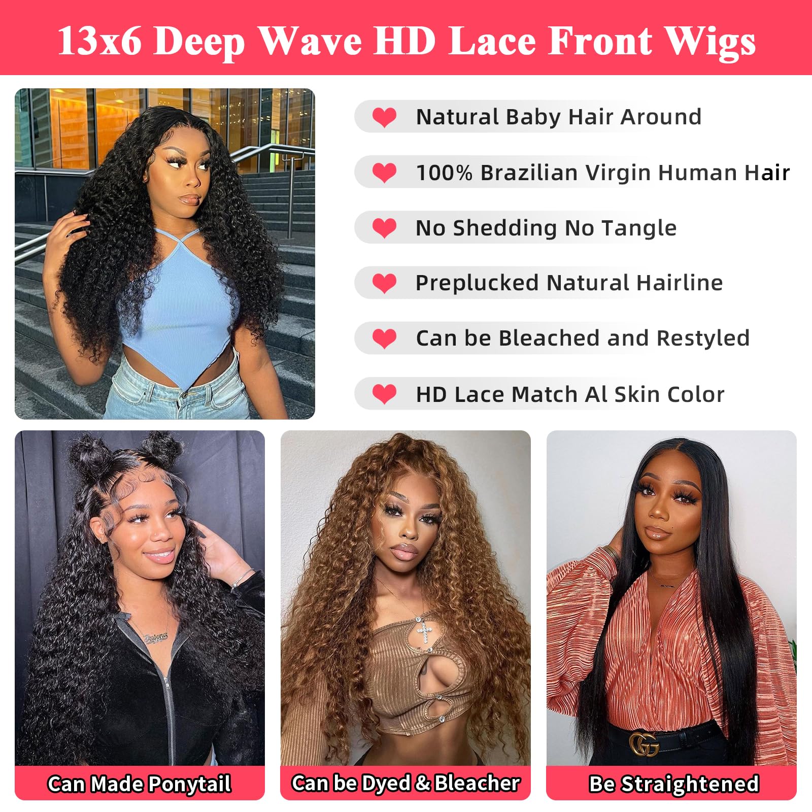 12 inch deepwave lace front wig 13x6 Amazon.com : Tyiu 12 Inch Deep Wave Lace Front Wigs Human  main image 3