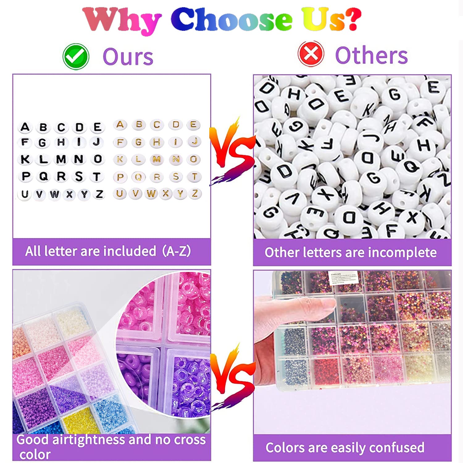 45348pcs 72 Colori 2mm Perline per Bigiotteria Fai Da Te, Perline per Braccialetti,Perline per Collane,Set Perline per Gioielli Dai Da Te con 708 Accessori Perline Lettere Cordino Elastico