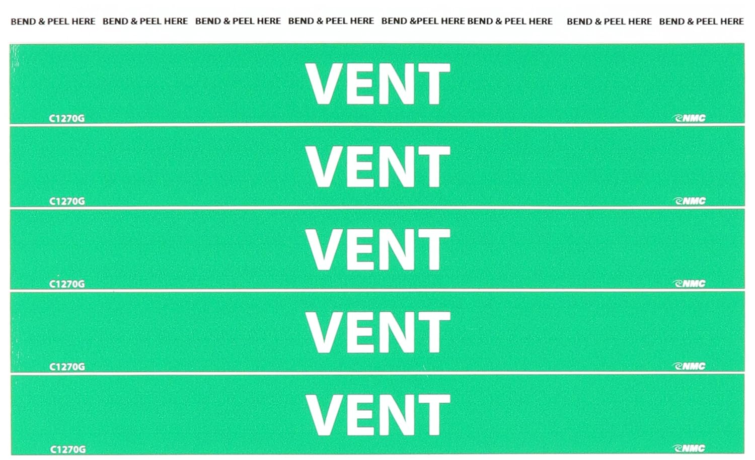 NMC C1270G Pipemarkers Sign, Legend "Vent", 9" Length x 1" Height, 1/2