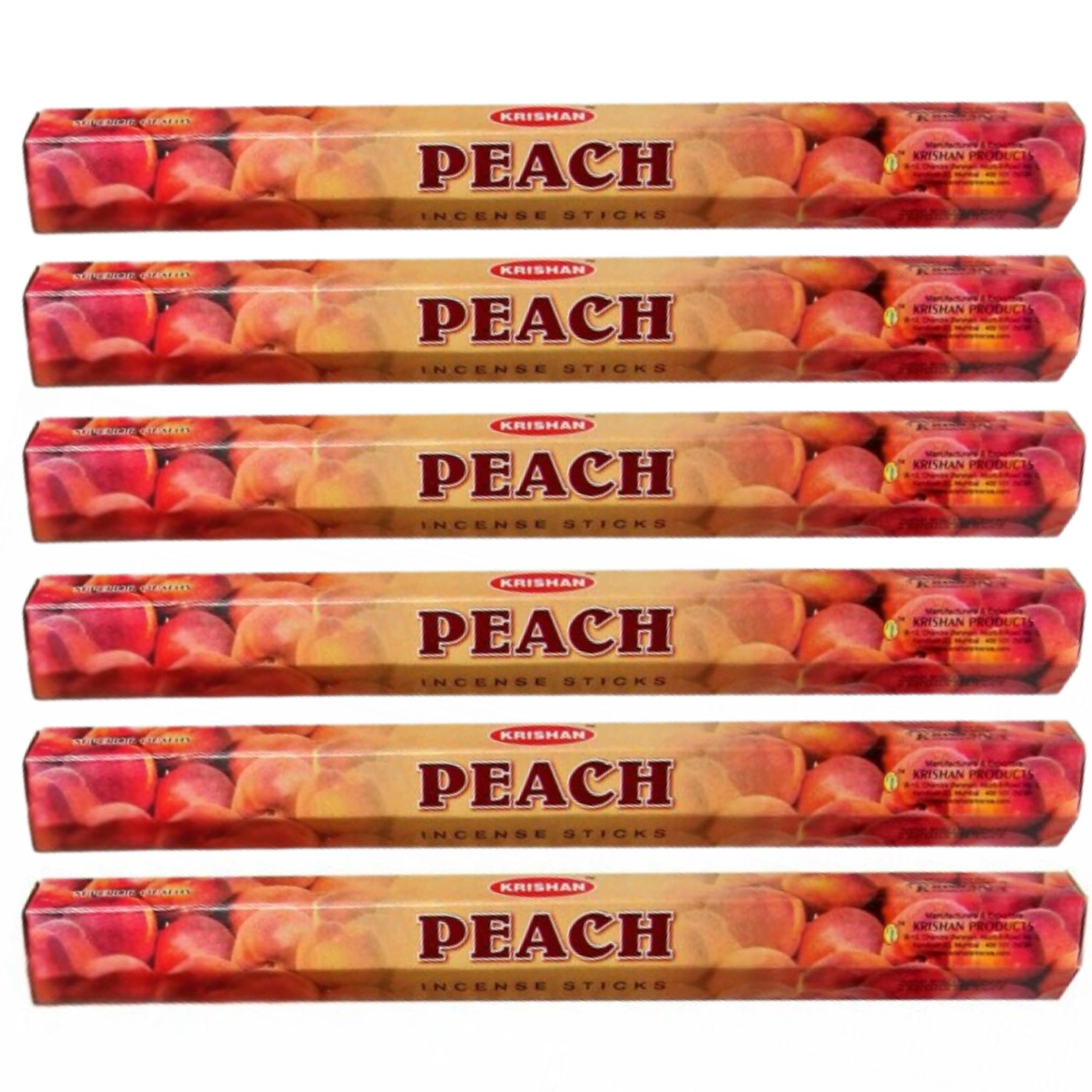 Krishan Incense Stick Peach Fruit Flavoured Fragrance Indian Hand Rolled 120 Joss Sticks