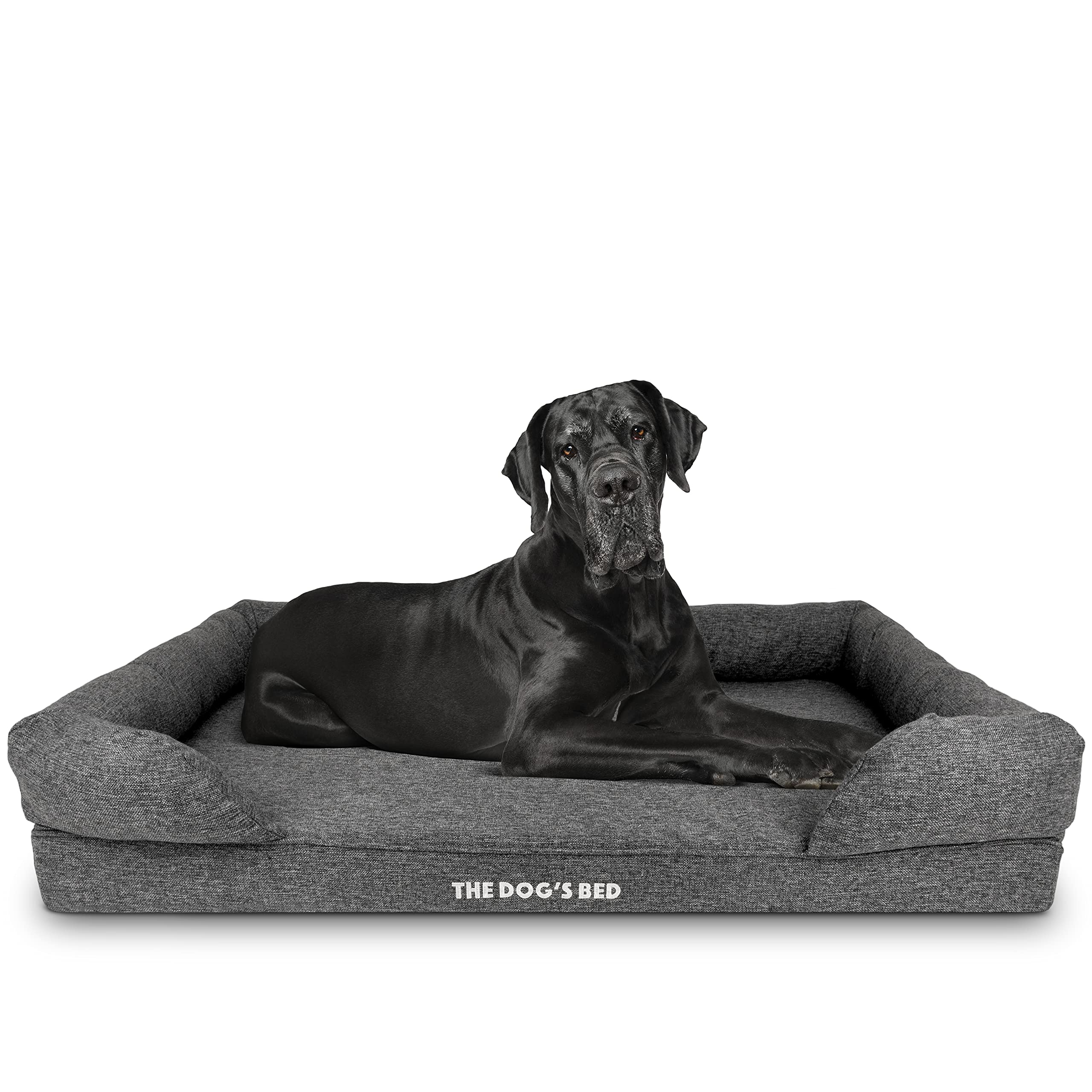 The Dog’s Bed – Orthopaedic Memory Foam Bolster Bed, Grey Linen, XXL