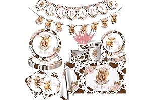 142PCS Baby Shower Decorations with Cow Print Plates and Napkins