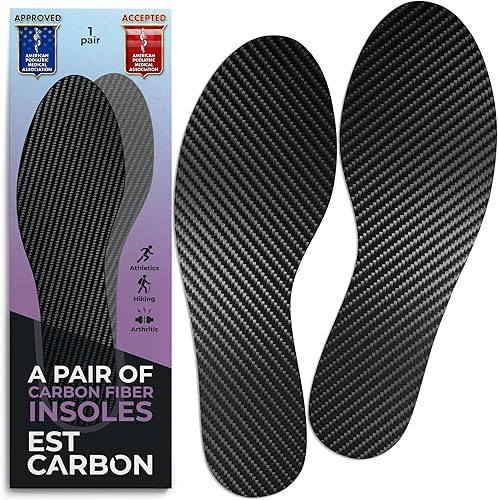 Plantillas de fibra de carbono, 1 par, inserciones rígidas para zapatos, senderismo, plantillas de senderismo y plantillas de entrenamiento, soporte
