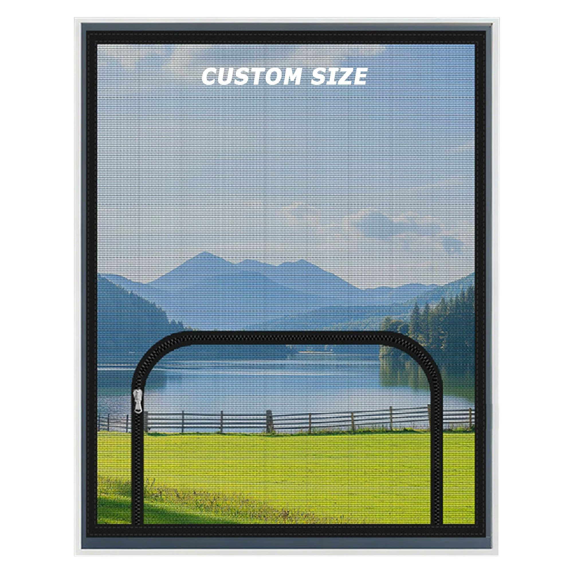 Xxiudee Black Customized Size Pets Protection Window Guard, Cat Safety Netting Window Screen For Patio Balcony, Self-Adhesive Netting Anti-Mosquito Insect With Zipper
