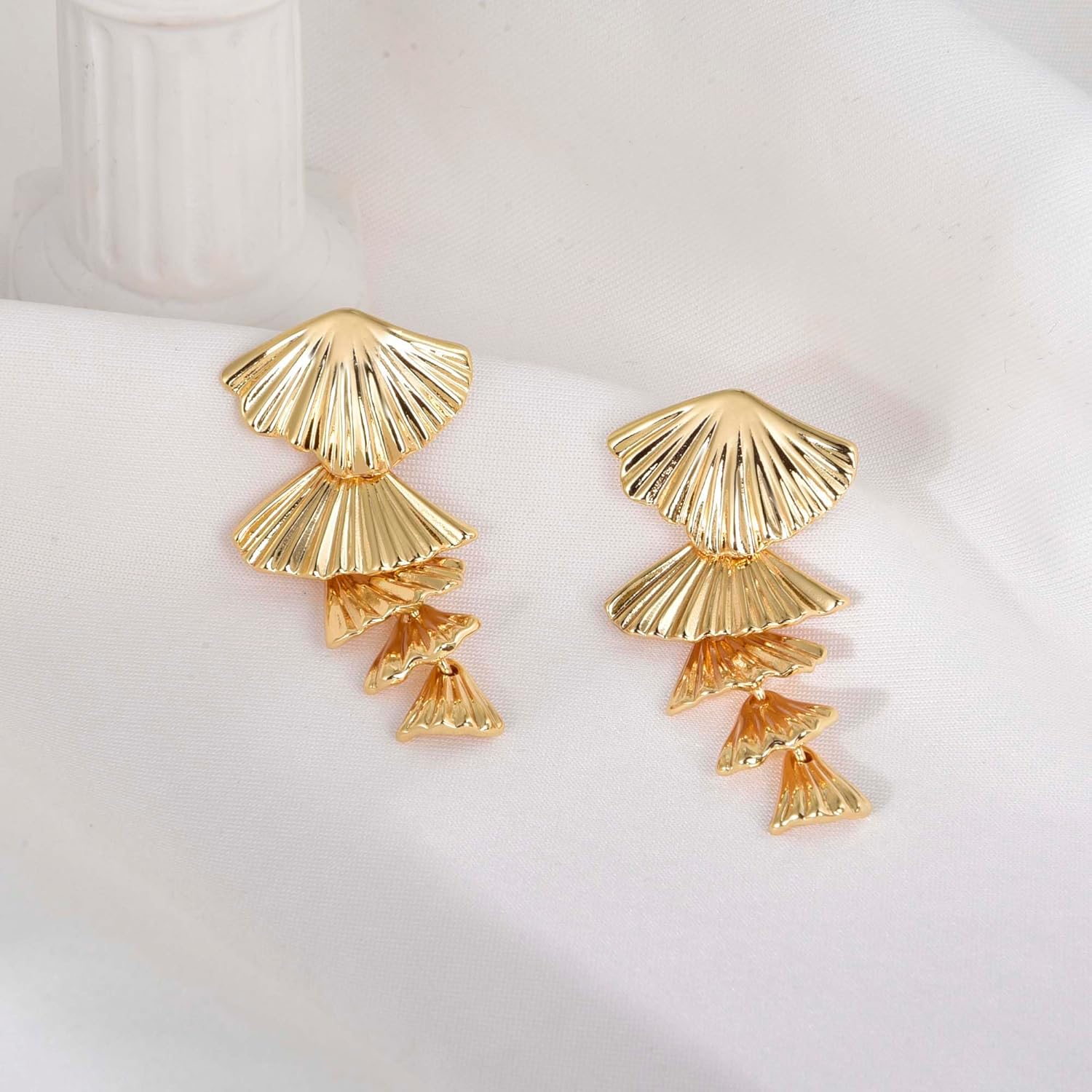 Statement Earrings for Women Gold Plated Dangle Drop Earrings Geometric Disc Leaf Chunky Stud Earring Trendy Jewelry - Image 5
