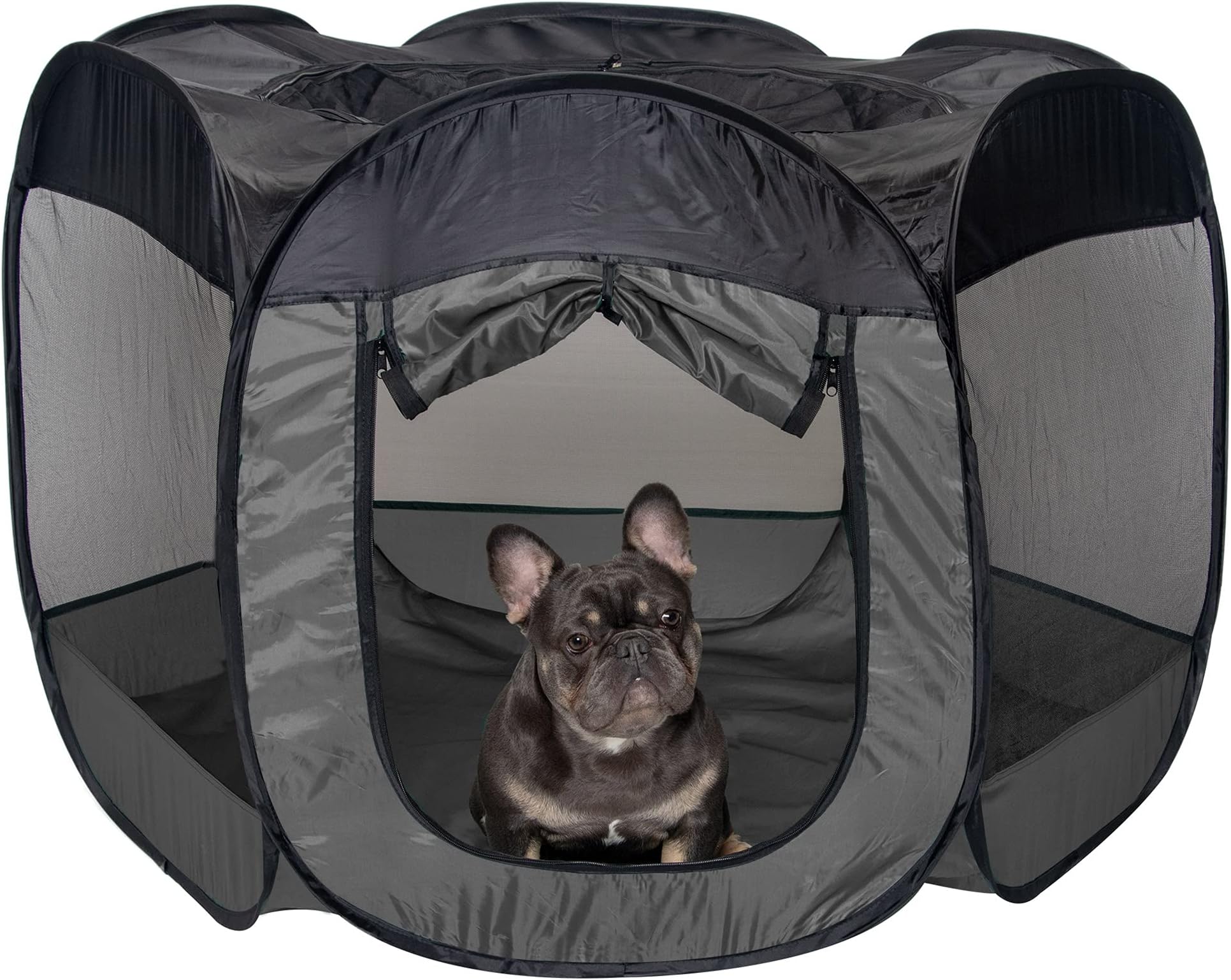 Pet House For Dogs And Cats - Indoor-Outdoor Pop Up Playpen And Exercise Pen Dog Tent Puppy Playground, Gray, Large