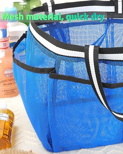 Miniatura 6 de fiezkaa Organizador de ducha de malla portátil para dormitorio universitario, camping, viajes, gimnasio (azul)