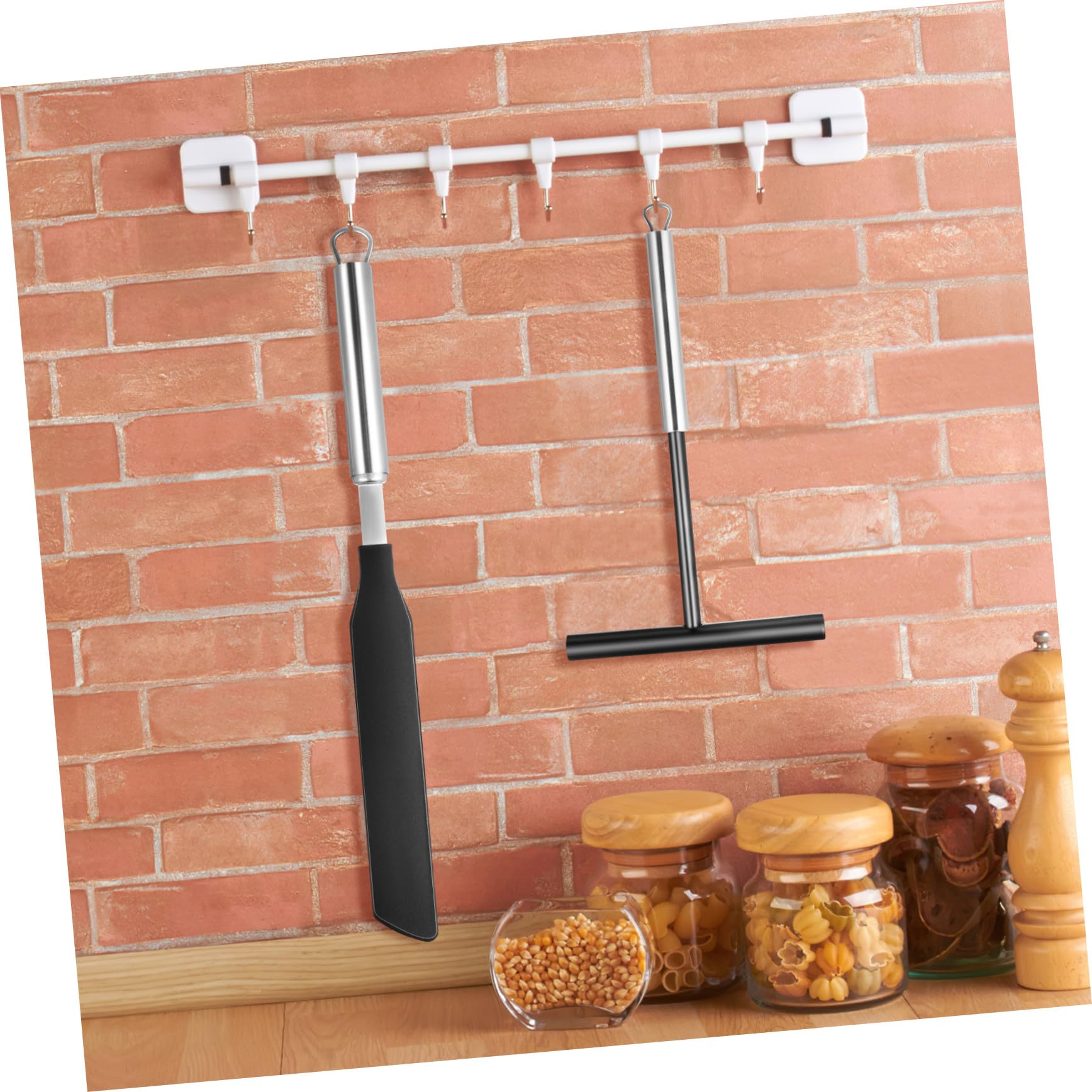 TEHAUX Espátula y Rascador de Crema de Acero Inoxidable para Repostería y Crepes Diseño Ergonómico para Colgar Set para Cocina Práctica y Almacenamiento