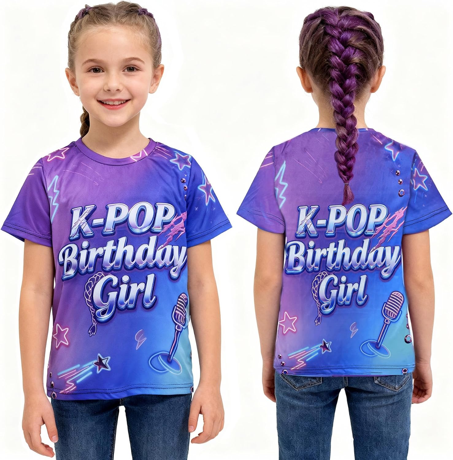 Birthday Girl Graphic T-Shirts Cute Kpop Style,Fantasy Birthday Party Outfit for Girls,Short Sleeve Top K-pop Fan Gift Idea - Image 2