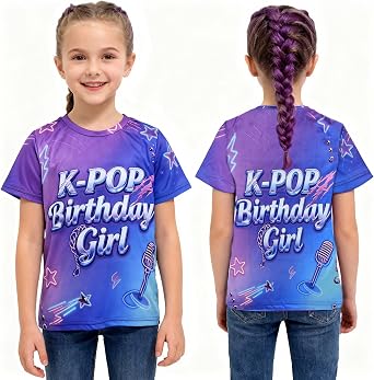 Birthday Girl Graphic T-Shirts Cute Kpop Style,Fantasy Birthday Party Outfit for Girls,Short Sleeve Top K-pop Fan Gift Idea