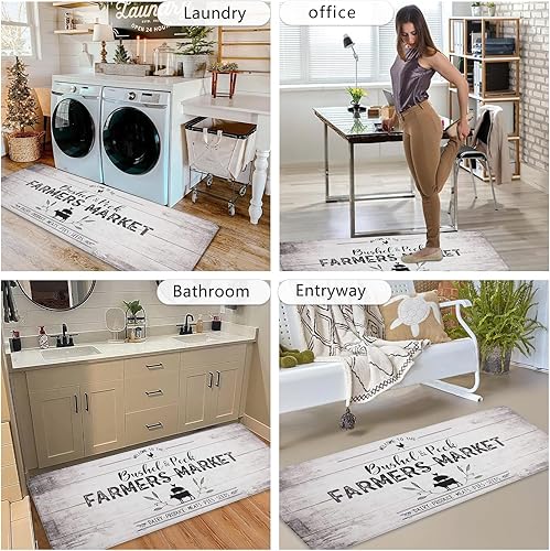 Miniatura 6 de Falflor Alfombra y tapetes de cocina antifatiga 2 piezas de cuero de PVC resistentes para cocina fregadero oficina escritorio limpiar con un trapo