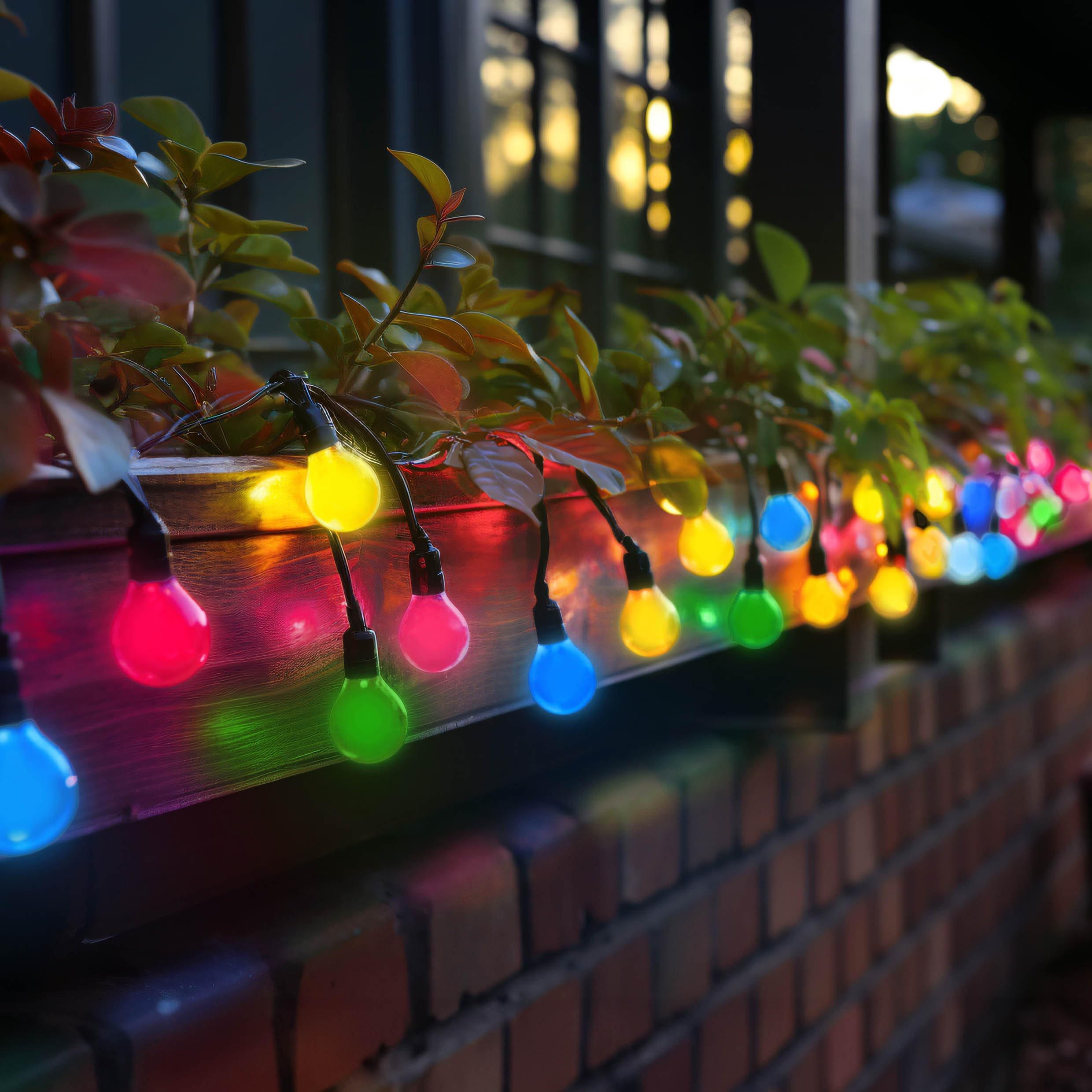 JungesLicht 5m LED Lichterkette mit 10x E27 bunten 1W LEDs IP44, Garten Lichterkette Außen Innen, schwarz, mit Stecker, 10x MIX Farben rot weiß grün blau gelb, für Terrasse Party Deko Biergarten