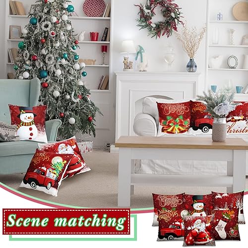 Miniatura 6 de 6 fundas de cojín de Navidad para decoración navideña, decoración de festividades, para sofá, Navidad, oficina, dormitorio (estilo divertido, 16 x