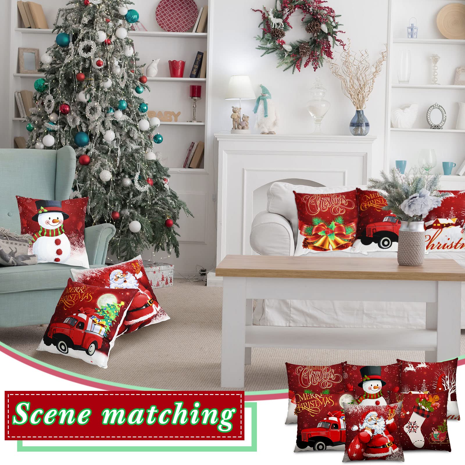 Tatuo 6 Weihnachtskissenbezüge 45x45 Cm – Weicher Plüsch Mit Festlichen Motiven