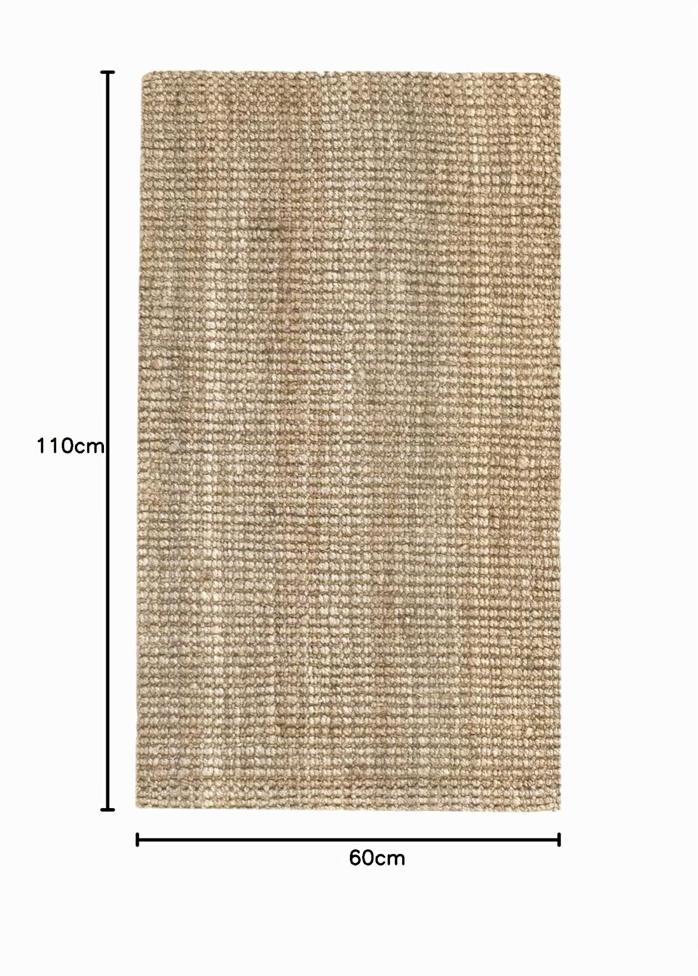 HAMID - Kerala Jute-Teppich, 100% Jutefaser-Teppich, Handgewebt, Teppich für Wohnzimmer, Esszimmer, Schlafzimmer, Flur, Natürliche Farbe (60x110cm)
