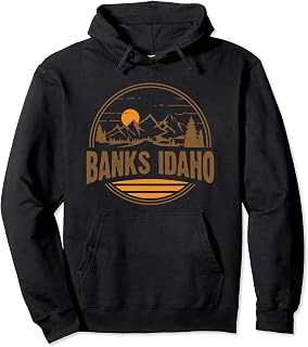 Vintage Banks, Idaho Mountain Hiking Souvenir Print Pullover Hoodie