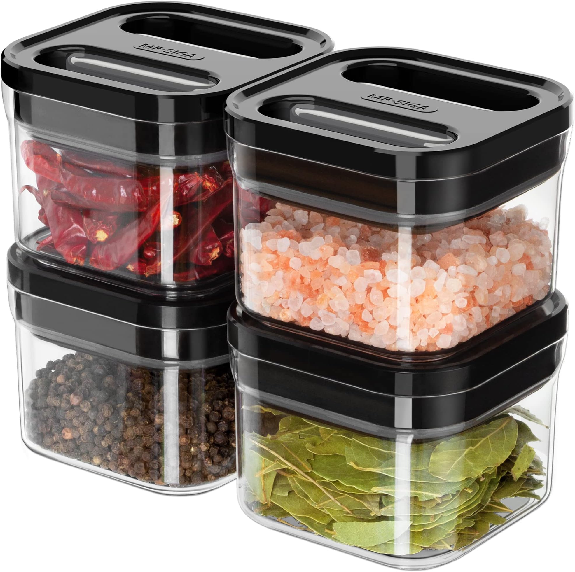 MR.SIGA 4 Pack Airtight Food Storage Container Set, Small, Black