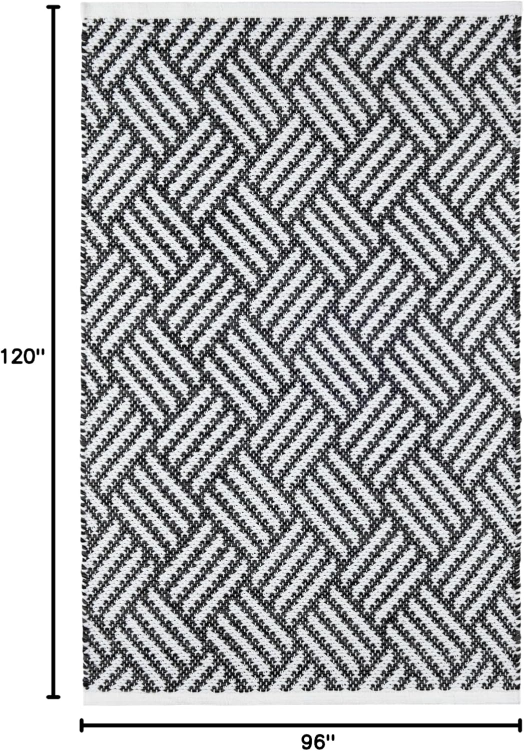 Dash & Albert Crisscross Black Handwoven Indoor/Outdoor Rug, 8 X 10 Feet, Black Geometric Pattern - Premium Luxury Hotel Quality Soft Breathable Hypoallergenic Machine Washable Easy Care All