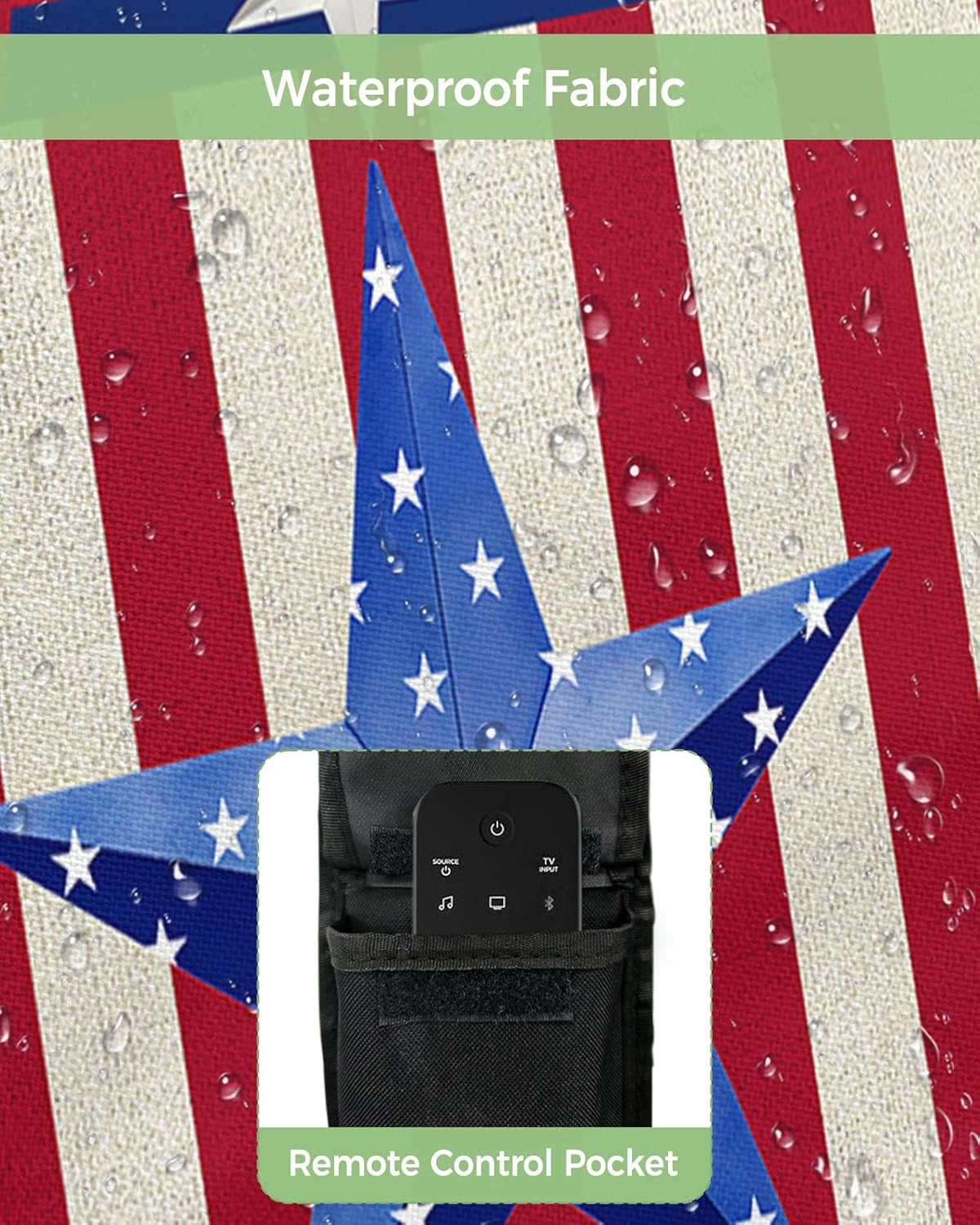 Outdoor TV Cover - USA Flag 4th of July Stars Blue Red Stripe Retro Farmhouse Waterproof and Weatherproof 60"-65" LCD Movable Shield TV Display Screen Protector Outside Television Covers