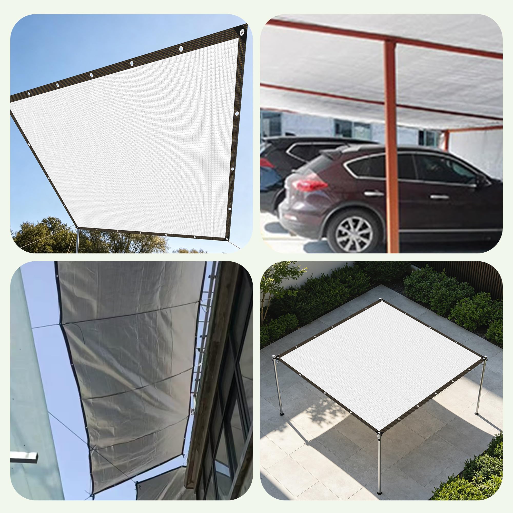 Aluminiowa Tkanina Zacieniająca 280 x 390 cm Wiele Rozmiarów Tkanina Na Cień Ogrodowy Łatwa Instalacja Do Pergoli Patio, Szklarni, Markizy Okiennej Samochodu, Srebro