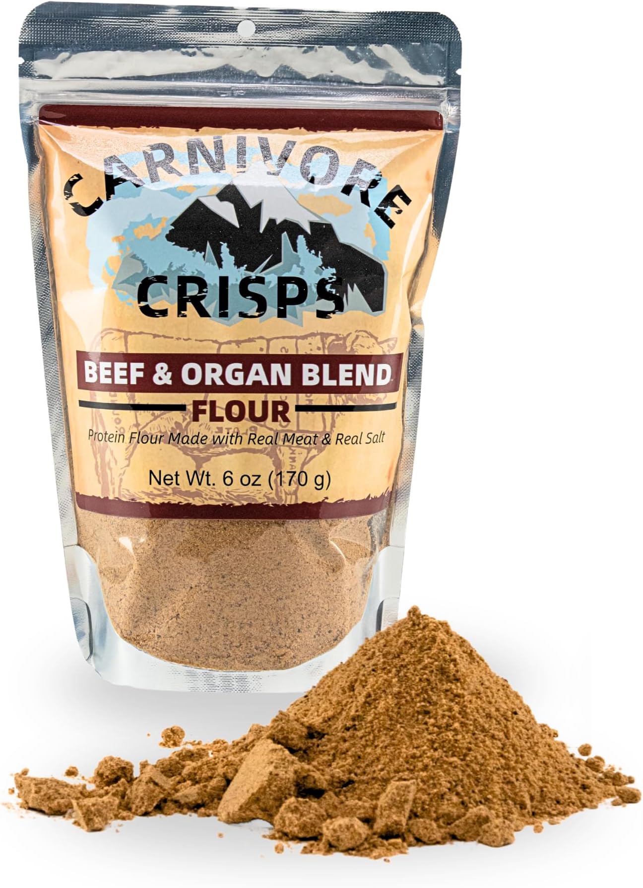 Carnivore Crisps Grass-Fed Beef and Organ Blend Flour, Premium, for Cooking and Seasoning, Rich in Protein, Paleo & Keto Friendly, 6 oz