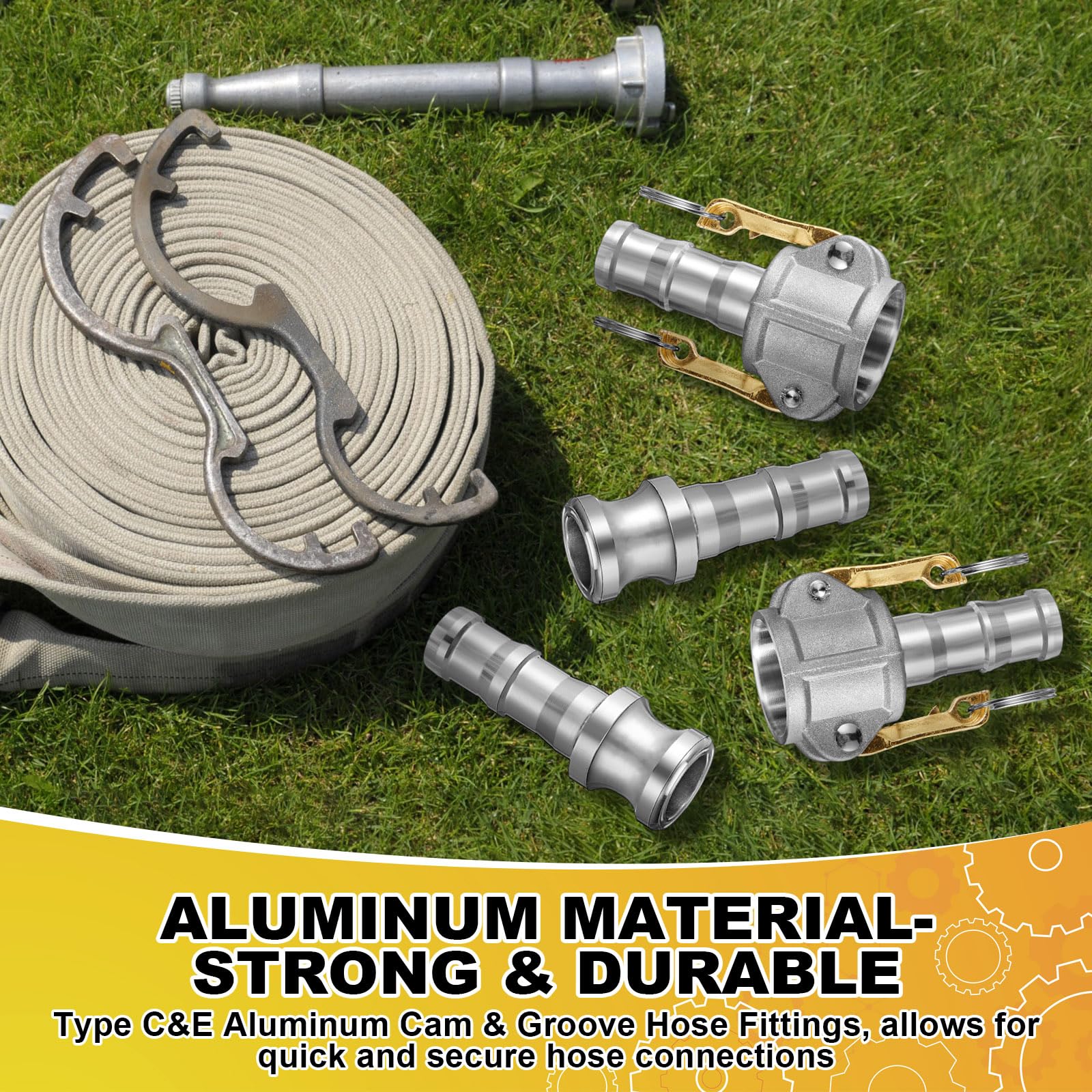 Juego de 4 accesorios Camlock tipo C&E de aluminio de 1 pulgada y ranura para manguera de leva y ranura que incluye bloqueo de leva de acoplamiento hembra de 1 pulgada, adaptador macho de 1