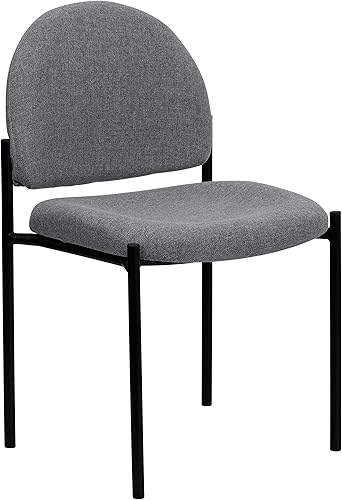 Flash Furniture Tania Comfort Silla de recepción lateral de acero apilable de tela gris