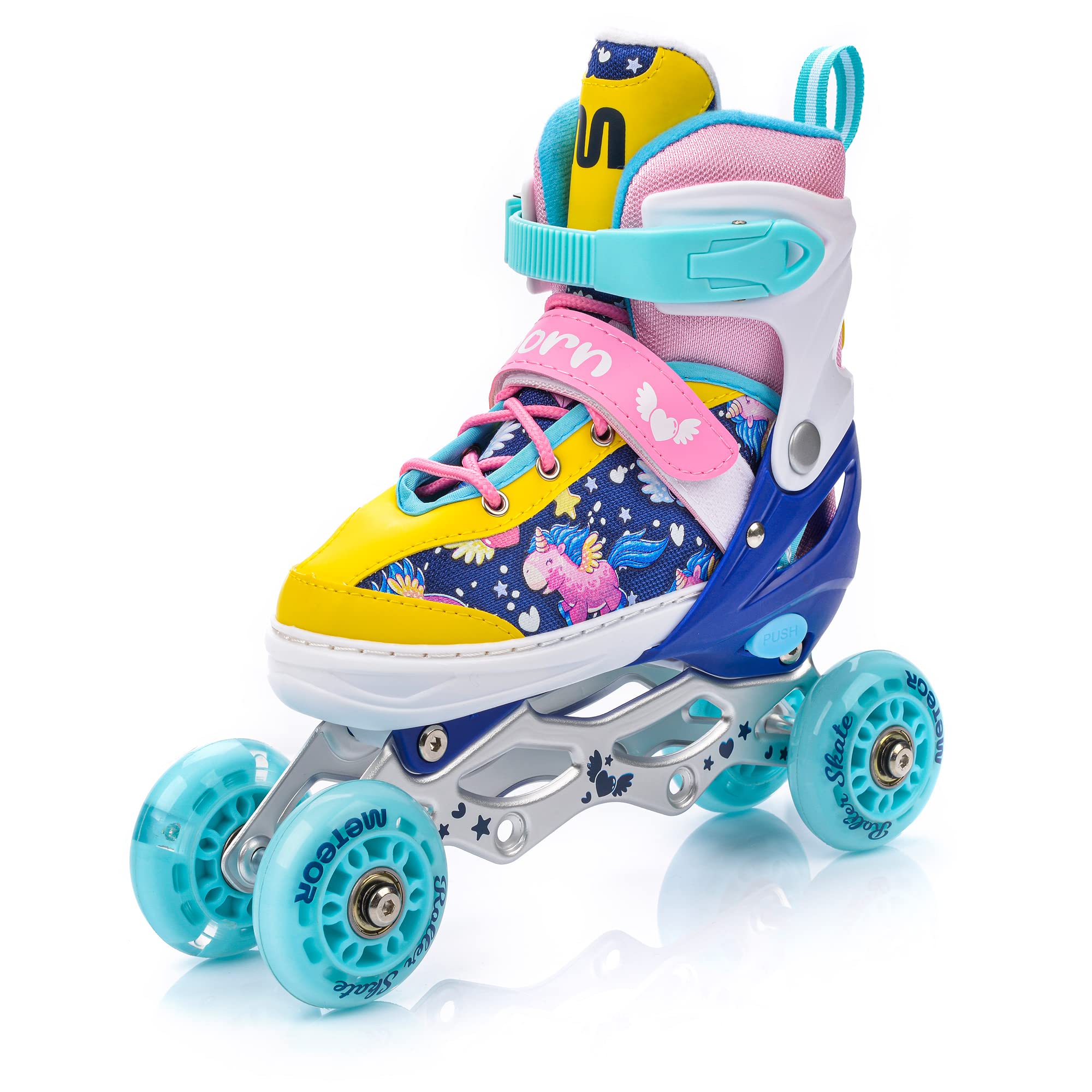 meteor Pattini 4 in 1 Regolabili - per Bambini - Multifunzionali Tri-Skate Roller Inline per Principianti - Regolazione a 4 Misure - Stabili e Confortevoli