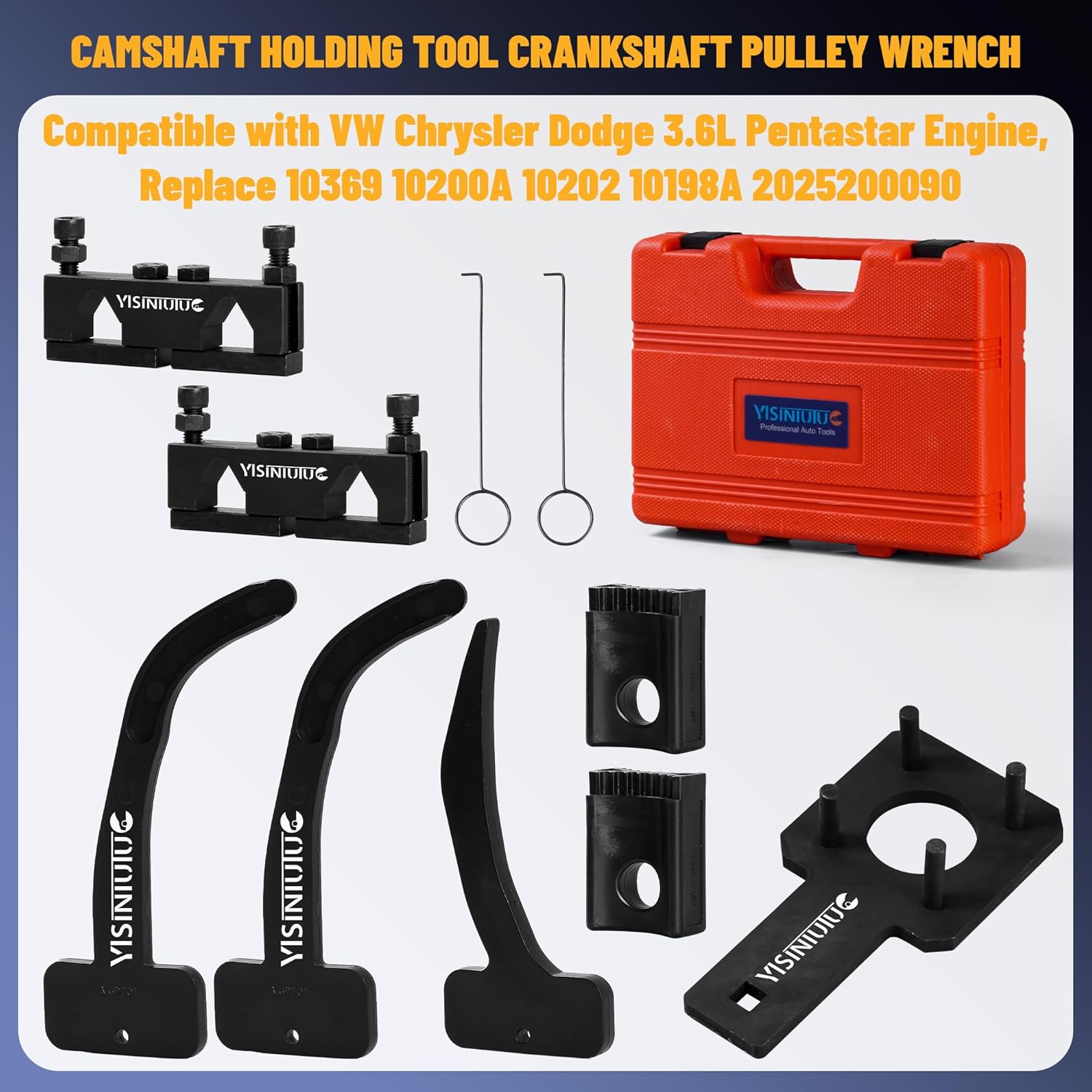 Camshaft Holding Tool Crankshaft Pulley Wrench Compatible with VW Jeep Chrysler Dodge 3.6L Pentastar Engine Replace 10200A 10202 10369 10198A 2025200090 Camshaft Phaser Timing Chain Tool Complete Set