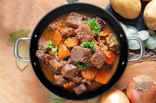 Miniatura 9 de Olla de hierro fundido para horno holandés wok antiadherente presazonado con tapa de vidrio templado 2 asas laterales caldero de 85 cuartos de galón