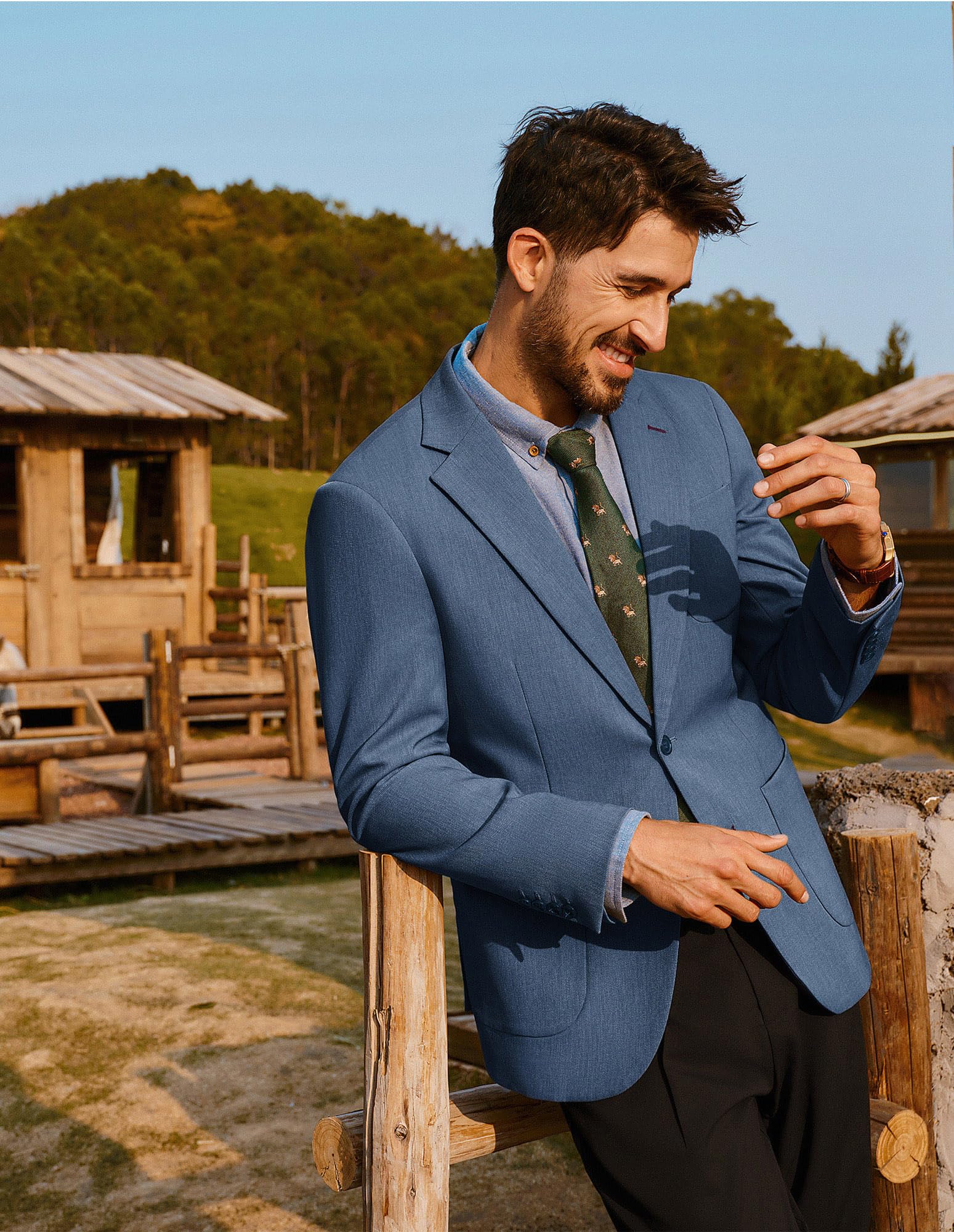 PJ PAUL JONES Blazers casuales para hombre, chaqueta deportiva de dos botones con solapa con muescas inteligentes