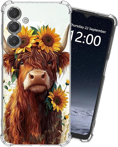 KUJKBFWJ for Samsung Galaxy A16 Clear Case with [Highland Cow], Non-Yellowing Cr