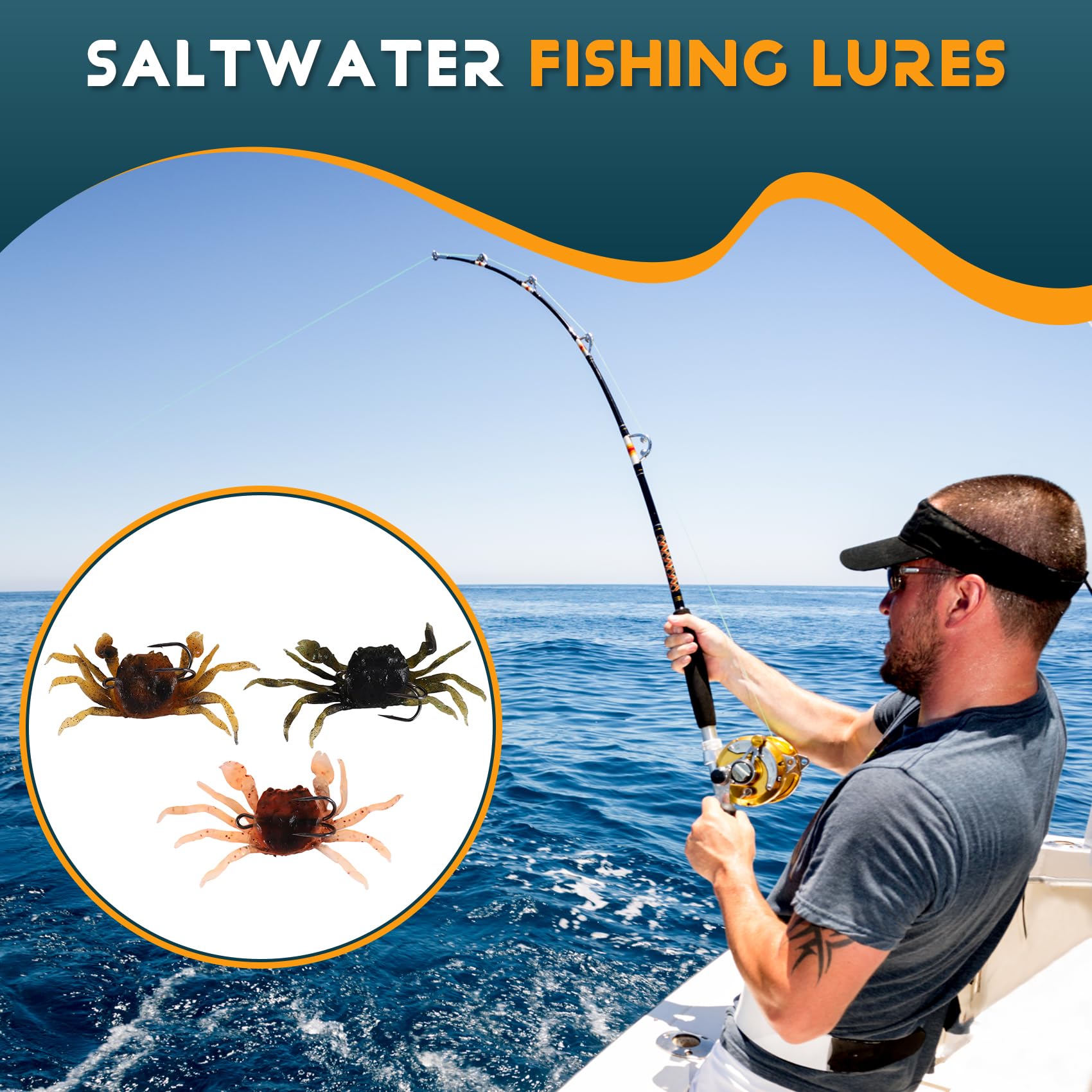 10 Pezzi Serie Esca di Granchio, Esche morbide di Granchio di Simulazione 3D con Gancio appuntito, Fibbia Esca di Pesce di Mare, Strumenti di Pesca del Mare