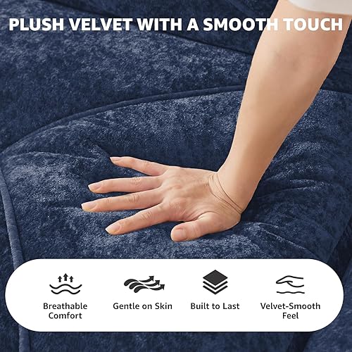 Miniatura 7 de Sofás seccionales azules para sala de estar, sofá de tela de terciopelo sin hueso en una caja, no requiere montaje, sofá modular de nube, sofá de